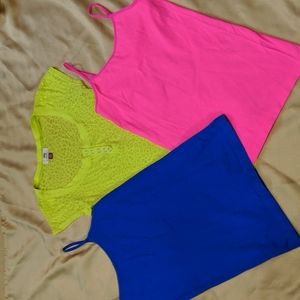Set of three fluorescent tops